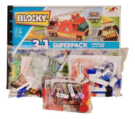 Blocky 03 en 01 Superpack  Bomberos Policia X-Plorer 204pzs 01-0699