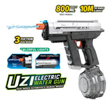 Pistola De Agua Uzi Con Luz Eléctrica Recargable NEGRA KB1323