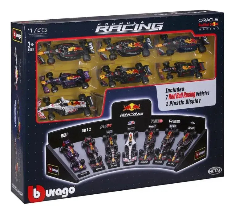 Bburago 1:43 Red Bull Racing: 7 Coches + Soporte de Exposición 18-38168