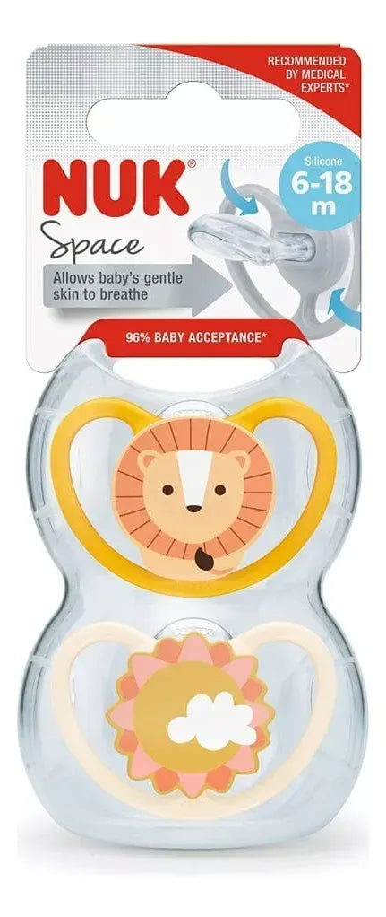 Nuk Set de dos chupetes Space leon y sol 06-18M 10736937