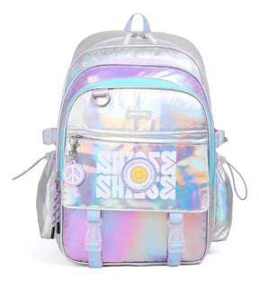 Chimola Mochila de espalda de 17" Shiny Blocks Silver TR156