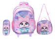Set x4 Mochila carro con Lunchera y Cartuchera Escolar Think Happy Pets kitten 16P 42932
