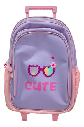 Mochila Carrito Escolar Cute 18 Pulgadas Zykl007 Shine Lila Con Rosa