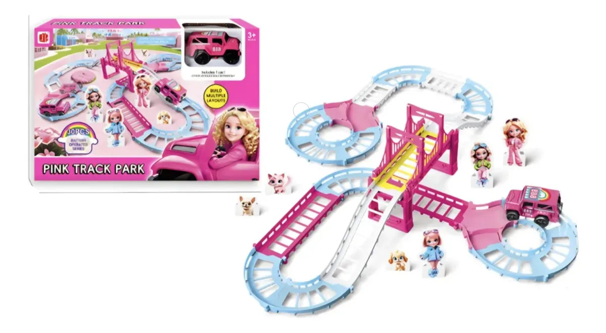 Pista con Coche Rosa para Niñas 30pzs 3067827