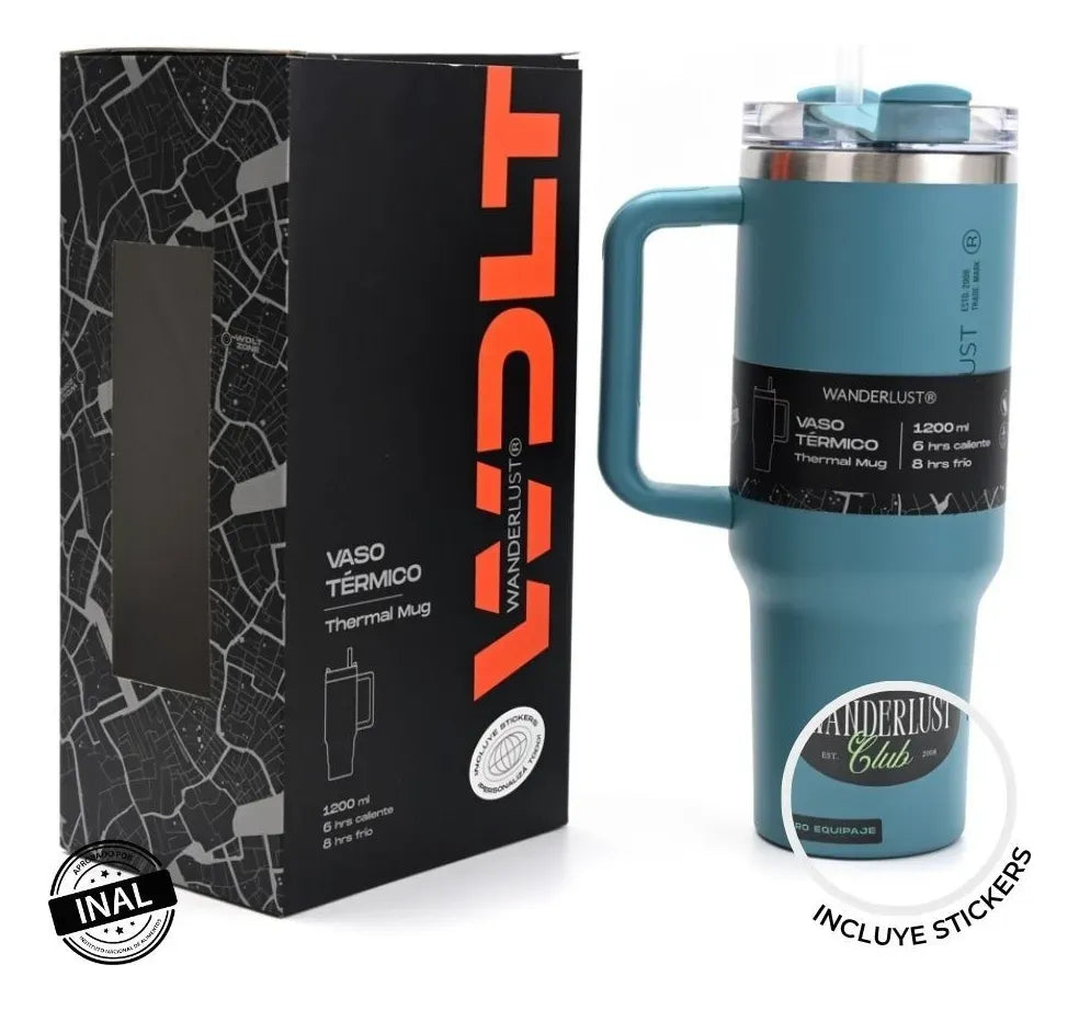 Wanderlust Vaso Termico Con Bombilla 1200ml Verde 40124