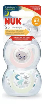 Nuk Set de 2 Chup. Star Dia & Noche T1 Gato Rosa 10730169