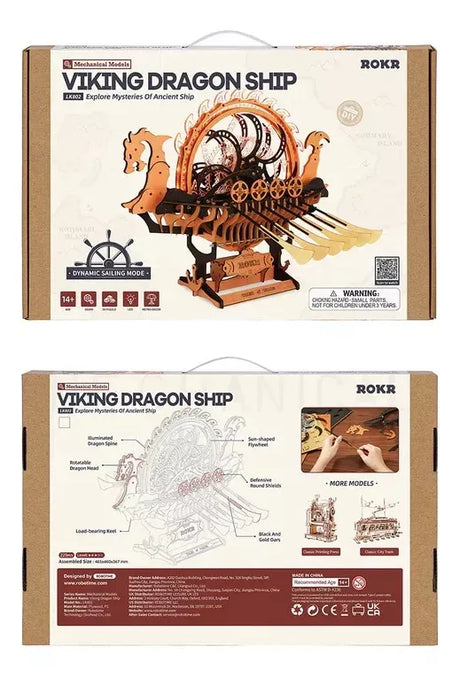 Robotime Puzzle 3d Rokr Barco Dragon Vikingo Lk802