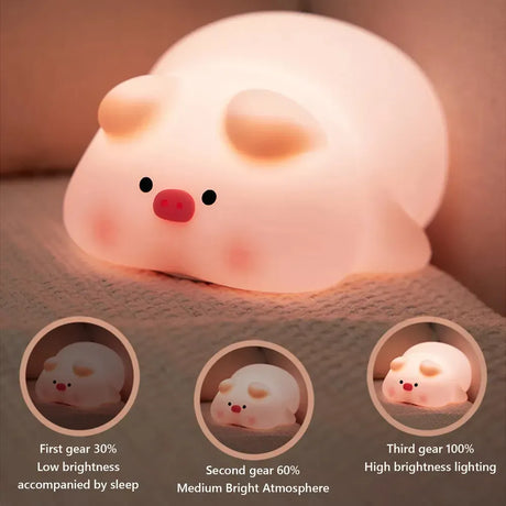 Velador Infantil Usb Recargable Cerdito KL317 Shine