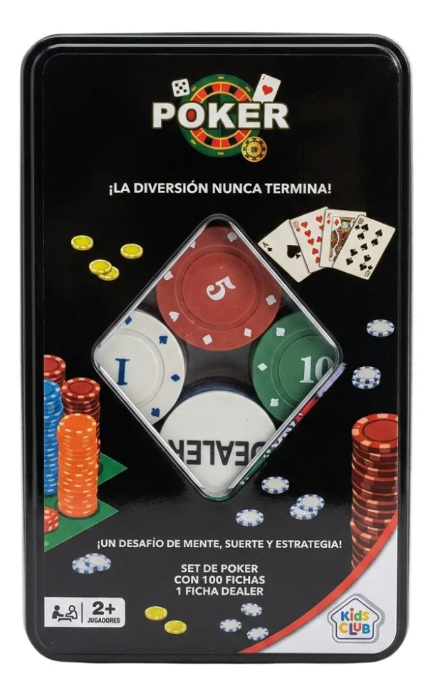 Set De Poker En Lata 100 Fichas Kids Club 57474