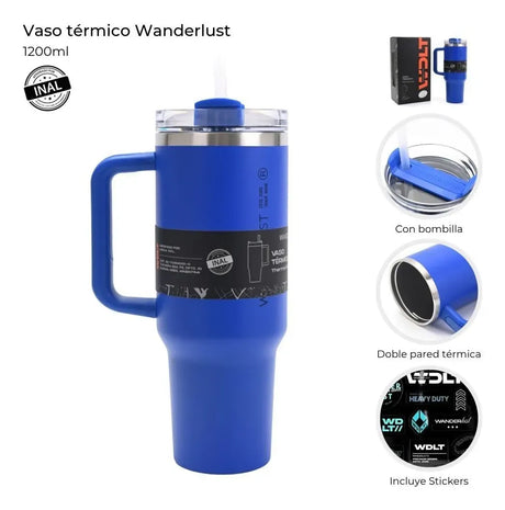 Wanderlust Vaso Termico Con Bombilla 1200ml Azul 40127