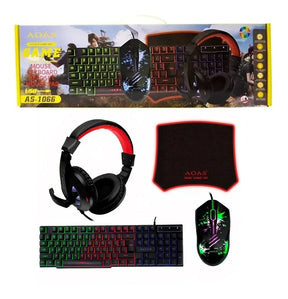 Combo Gamer Teclado Mouse Auricular Y Pad Aoas As-1066 Shine