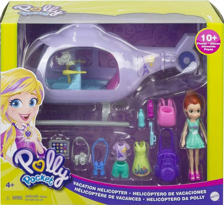 Polly Pocket Lila Con Helicóptero De Vacaciones Gkl59 Mattel