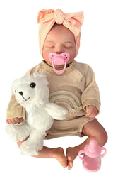 Muñeca Newborn 45 cm con Cabello, Moño y Accesorios S43519