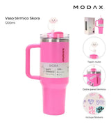 Skora Vaso termico fucsia con bombilla de 1200ml 37122