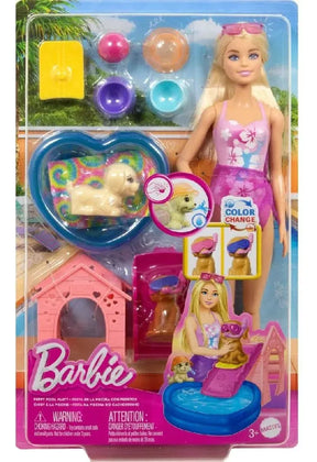 Barbie Fiesta En La Piscina Con Perritos JBF35