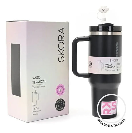 Skora Vaso termico negro con bombilla de 1200ml 37127