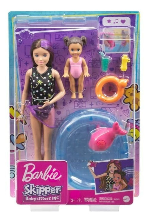 Barbie Muñeca Skipper Niñera Pool Party Grp39 Mattel