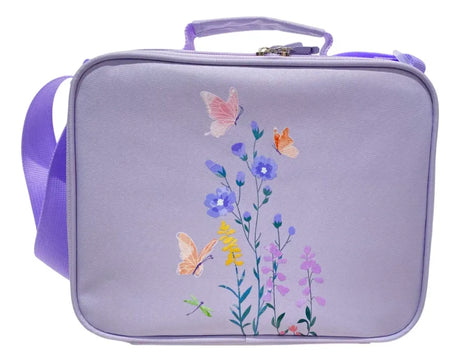 Combo Mochila Flores Lila 18p + Lunchera Zykl005 Shine Lila