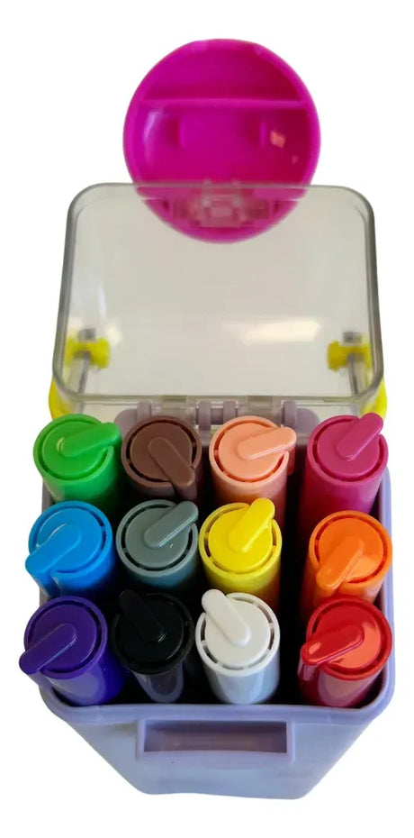 Marcadores Acrílicos con Estuche X12 Colores SL7106