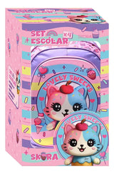 Skora Set X4 Mochila 16p, Carro, Lunchera Y Cartuchera 42981 Rosa