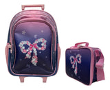 Combo Escolar Mochila Moño 18p + Lunchera Zykl008 Shine Violeta