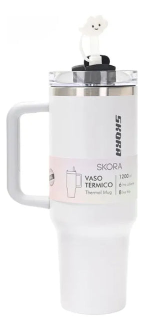 Skora Vaso termico con bombilla y tapan nube 1200ml Gris 37194