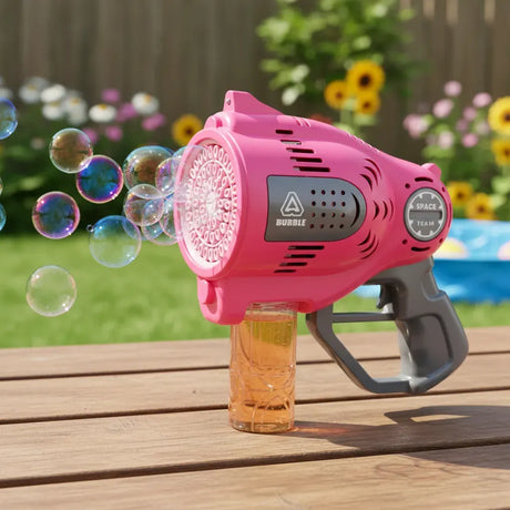 Pistola Burbujero con Luces 57 Agujeros Automatica Recargable ROSA KB1296