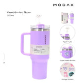 Skora Vaso termico violeta con bombilla de 1200ml 37124