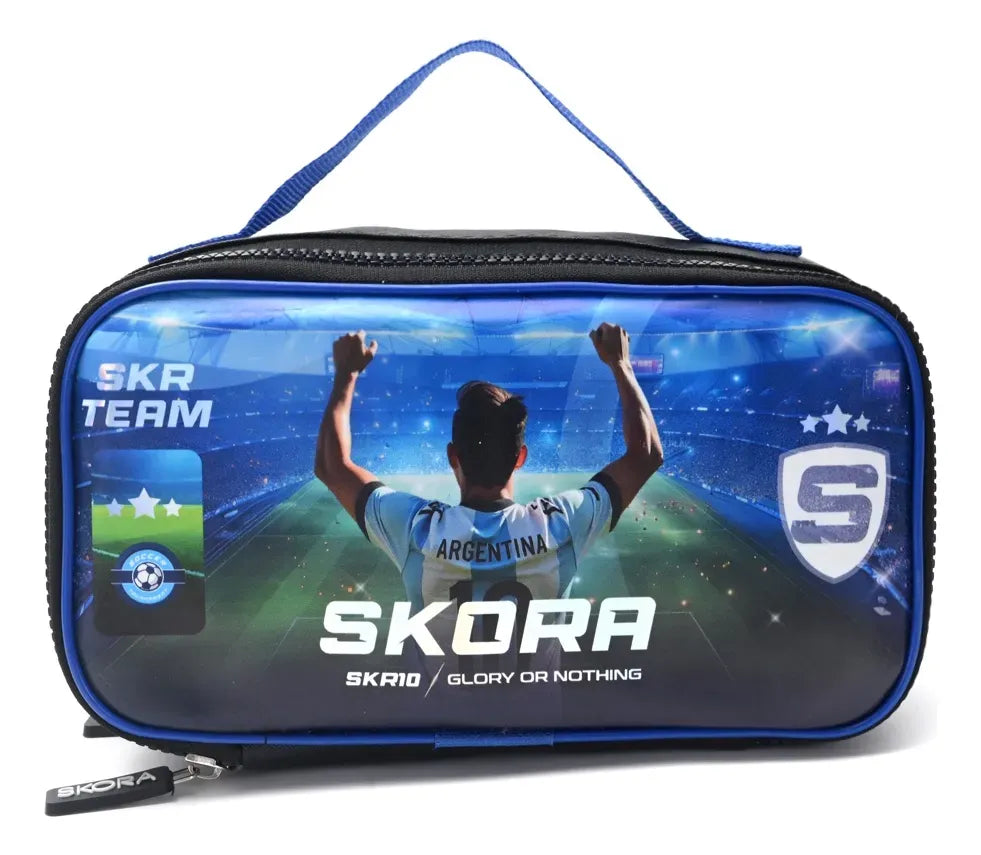 Skora Cartuchera Rectangular Cierres Let S Play Futbol 43146 Azul