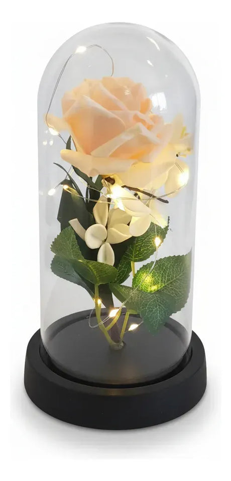 Rosas Flor Artificial Cupula Con Luz Surtido 21cm Kl794