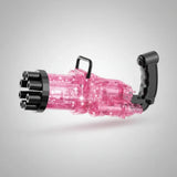 Pistola Burbujero 8 Agujeros Glitter A Pila Con Luces Kb1124 Rosa Shine