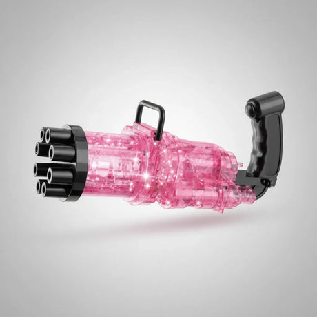 Pistola Burbujero 8 Agujeros Glitter A Pila Con Luces Kb1124 Rosa Shine