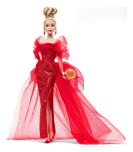 Barbie Muñeca Signature 80º Aniversario Con Vestido Rojo JBJ17