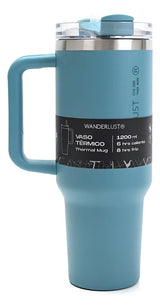 Wanderlust Vaso Termico Con Bombilla 1200ml Verde 40124