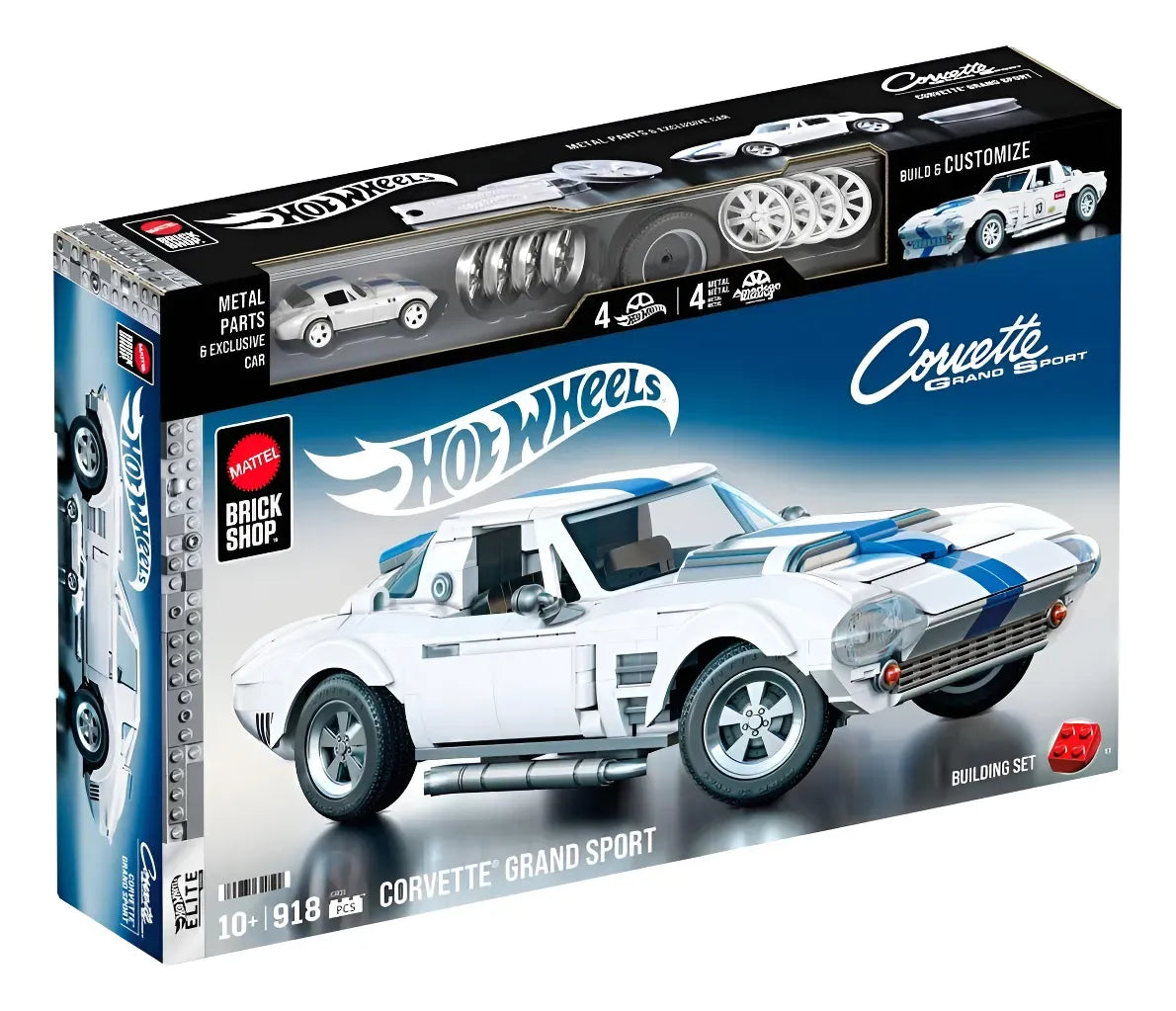 Hot Wheels Bloques de construccion Elite Corvette 918 Pcs JGR31