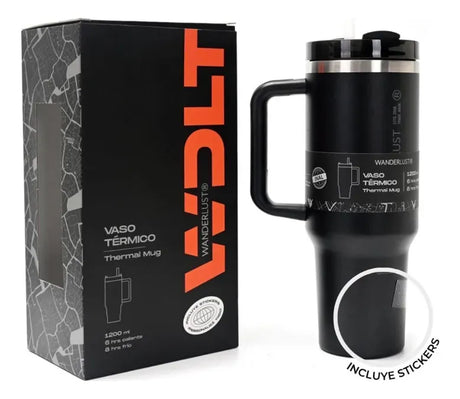 Wanderlust Vaso termico con bombilla 1200ml Negro 39430