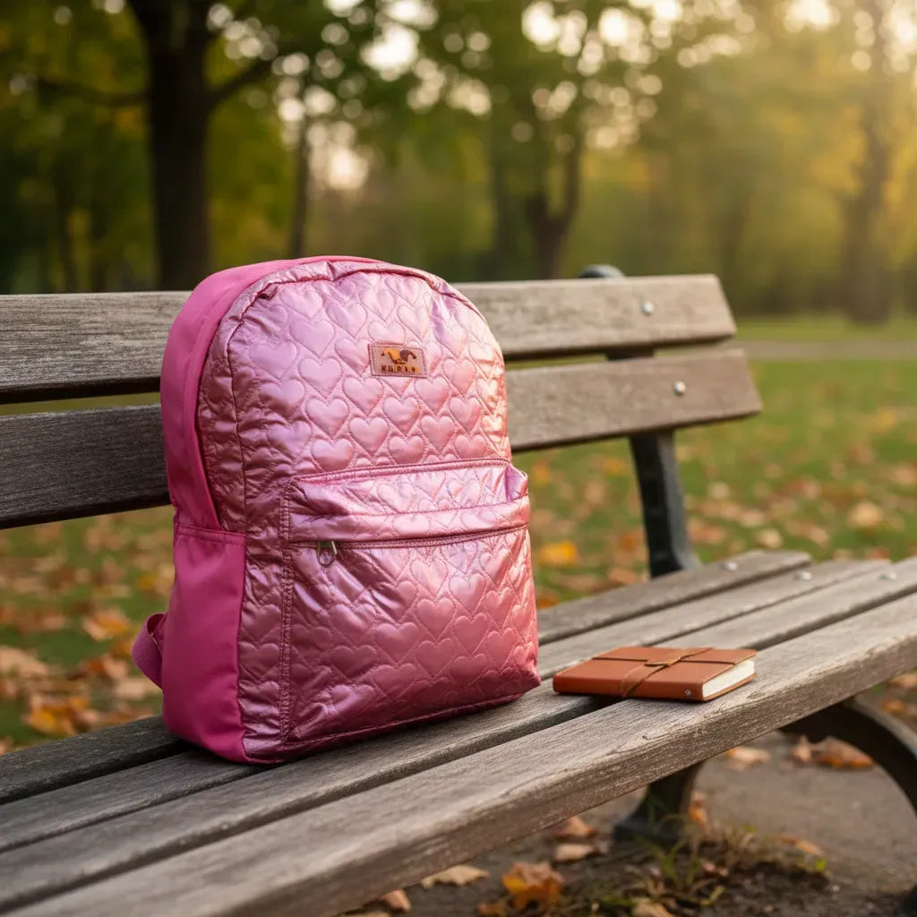 Mochila Espalda Escolar 18p Puffy Corazon Sl1903f Kinderland Fucsia