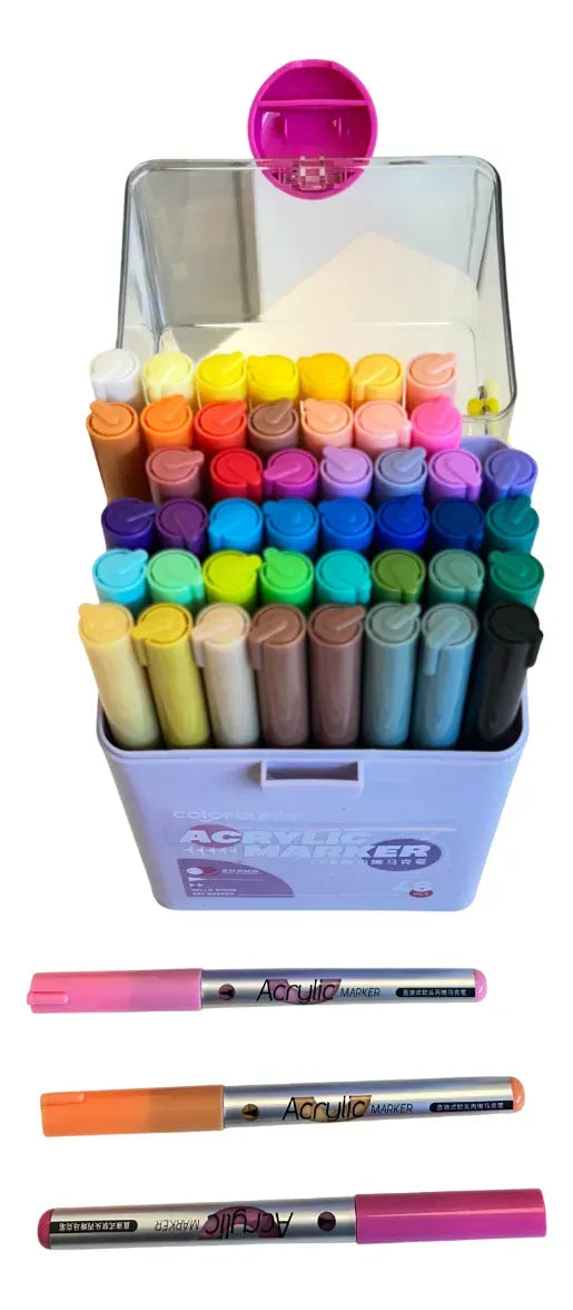 Marcadores Acrílicos con Estuche X48 Colores SL7109