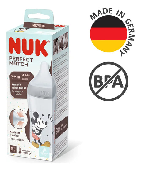 Nuk Mamadera Perfect Match 260 ml Cont de Temp MICKEY MOUSE Gris 10742040