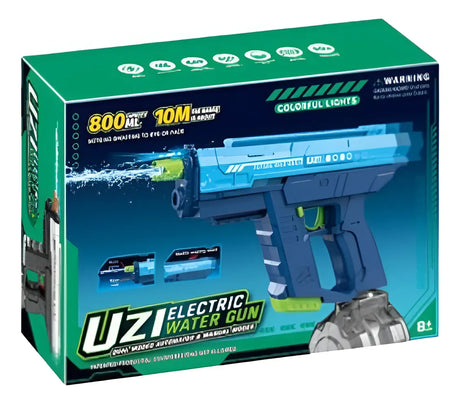 Pistola De Agua Uzi Con Luz Eléctrica Recargable AZUL KB1323