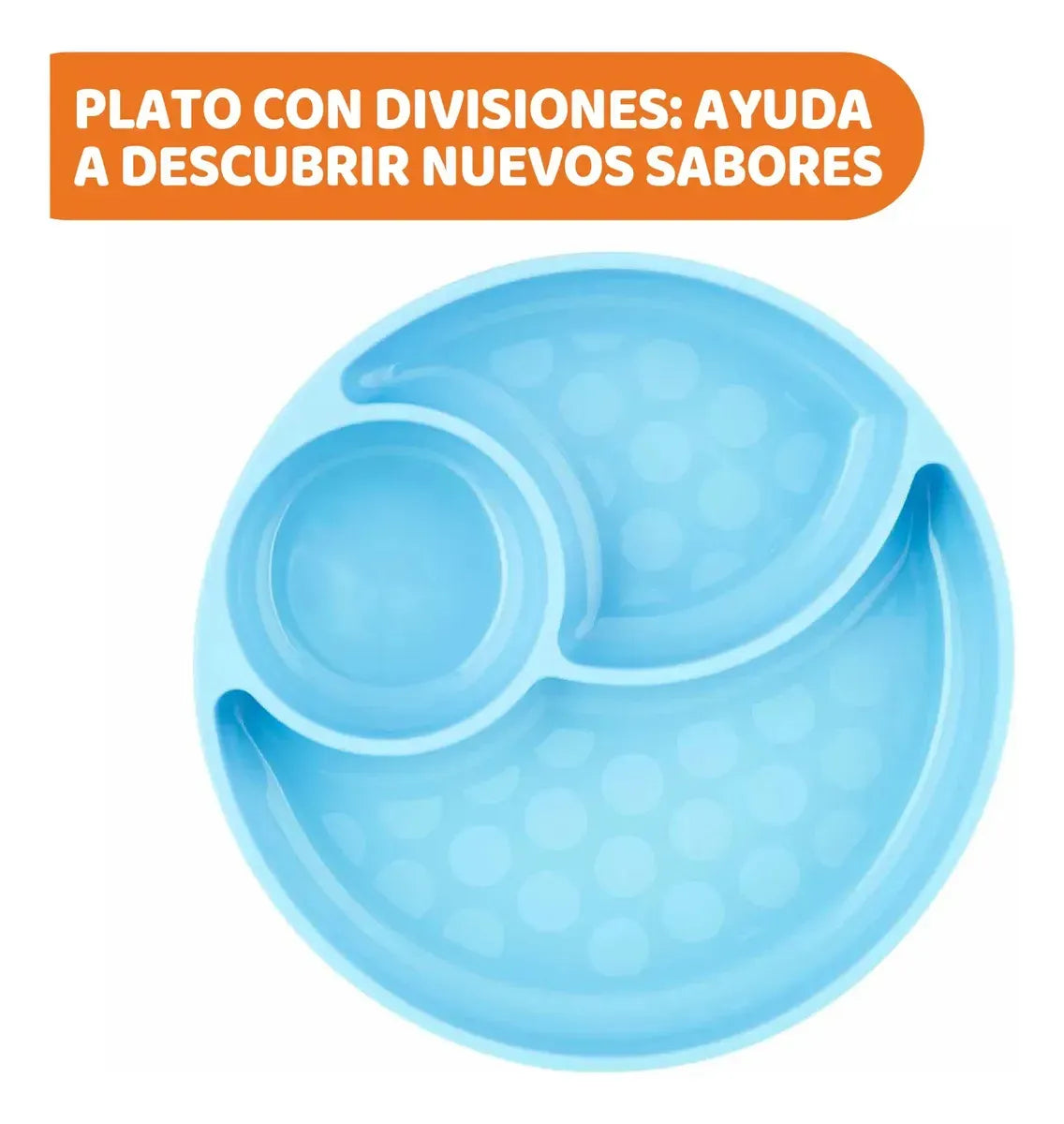 Chicco Plato Silicona C/Divisiones Celeste 12m 1021620