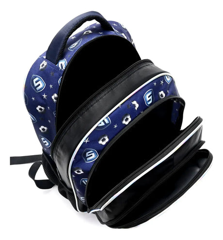Skora Set X4 Mochila 16p, Carro, Lunchera Y Cartuchera 42929 Azul