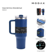 Wanderlust Vaso termico con bombilla 1200ml Azul 39429