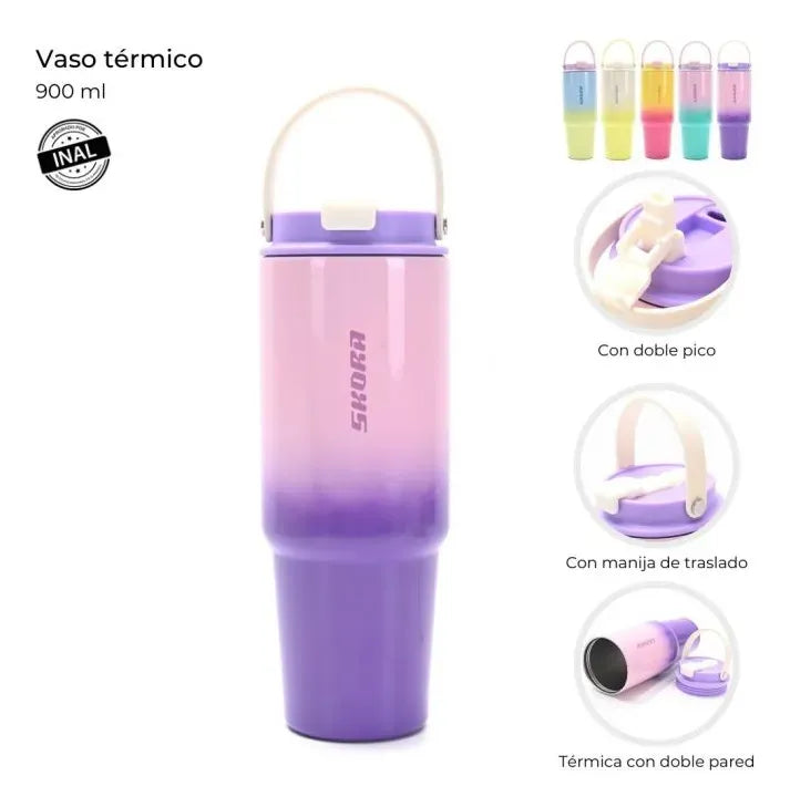 Vaso térmico degrade con doble pico 900 ml 40586