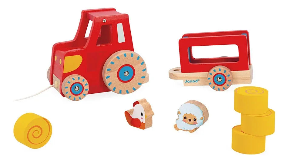 Janod Granja Tractor Con Cuerda De Arrastre J03317