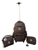 Combo Mochila 18p Carrito + Cartuchera +lunchera Kinderland Gris-sl2504-sl2501-sl2503