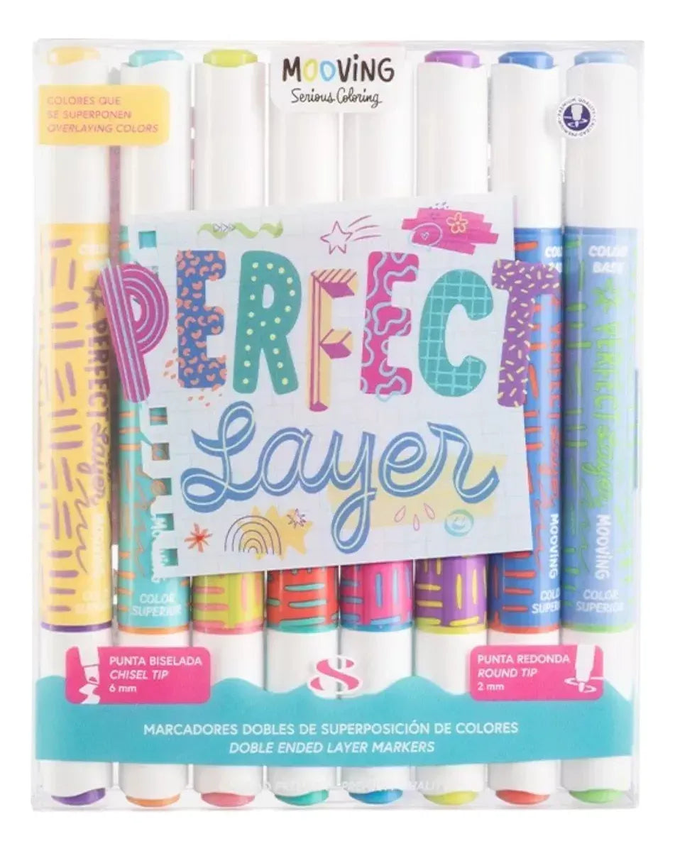 Mooving Coloring Perfect Layer Marcadores dobles de superposicion de colores en caja x08 3021408
