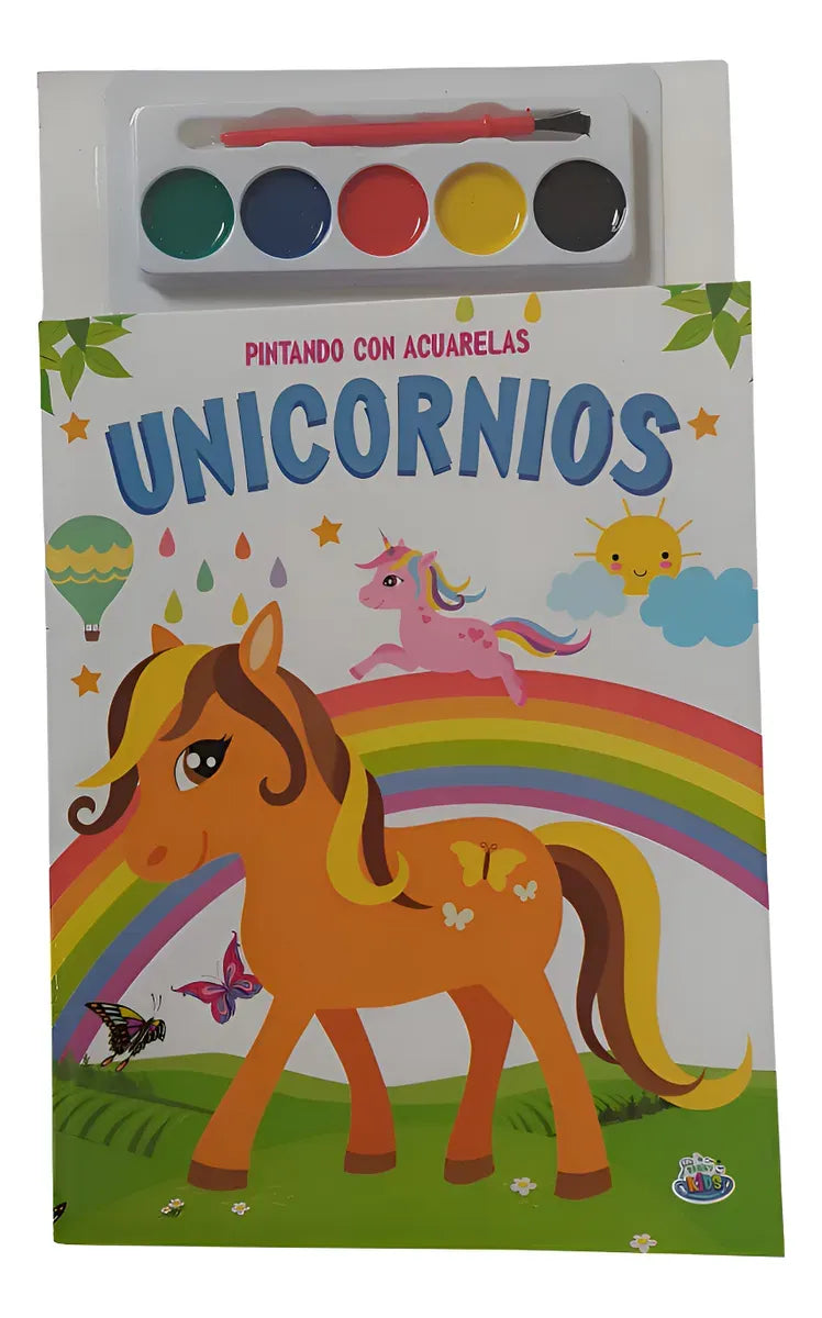 Kit X10 Sets Para Pintar Con Acuarelas Unicornios Bk-331