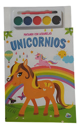 Kit X10 Sets Para Pintar Con Acuarelas Unicornios Bk-331