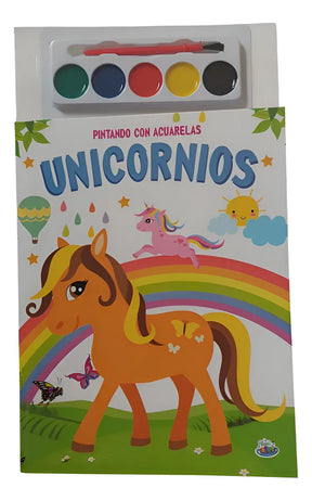Kit X10 Sets Para Pintar Con Acuarelas Unicornios Bk-331